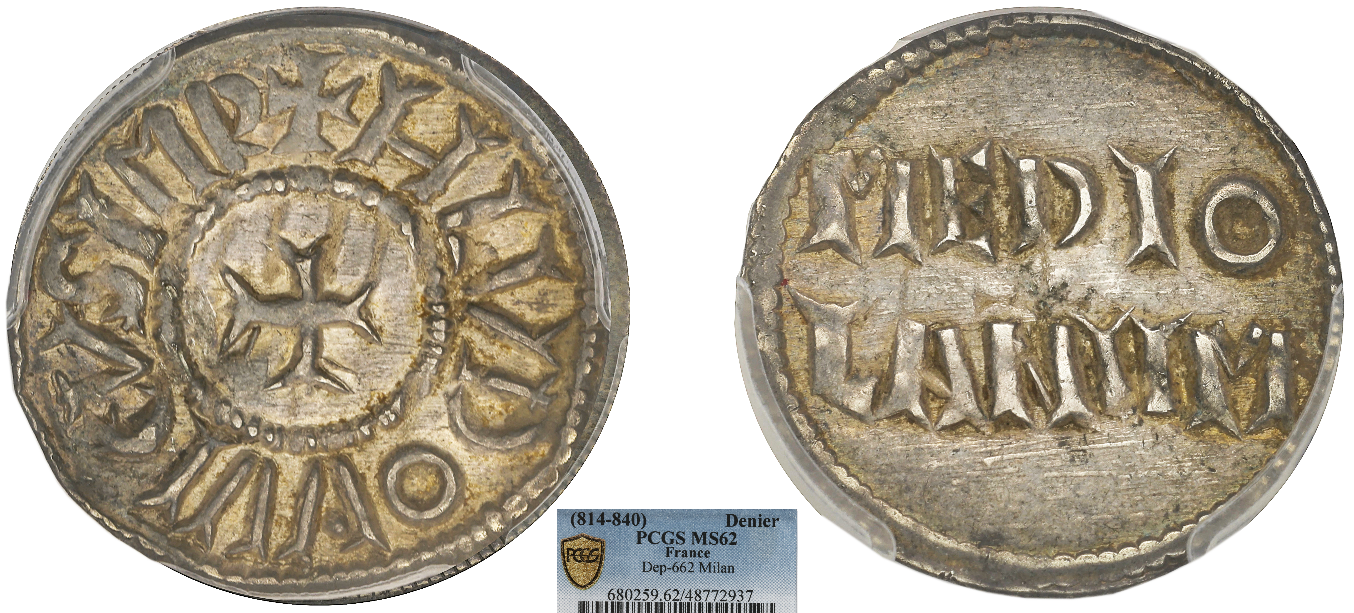 FRANCE - LOUIS LE PIEUX - DENIER MILAN - PCGS MS62