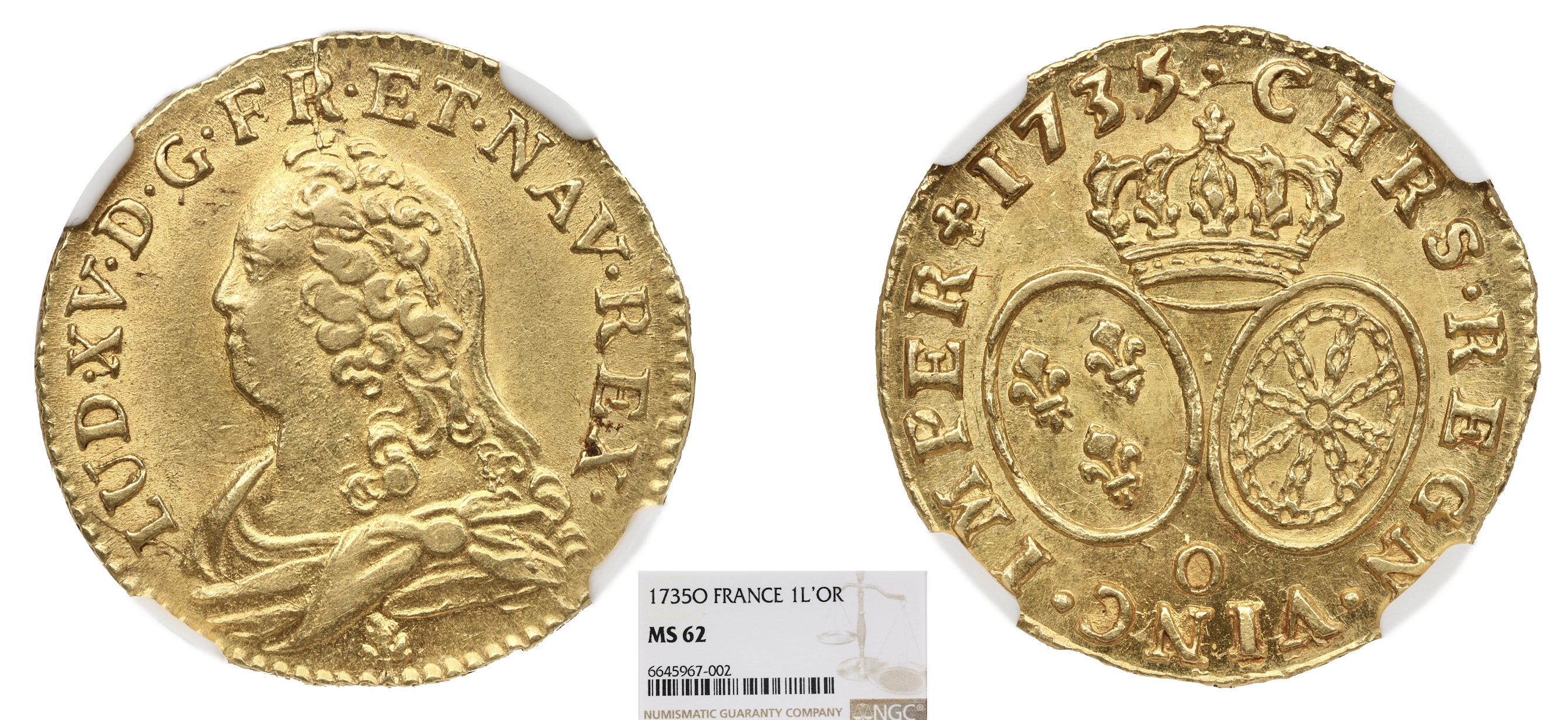 FRANCE - LOUIS XV - LOUIS D'OR 1735 RIOM - NGC MS 62 - TOP POP
