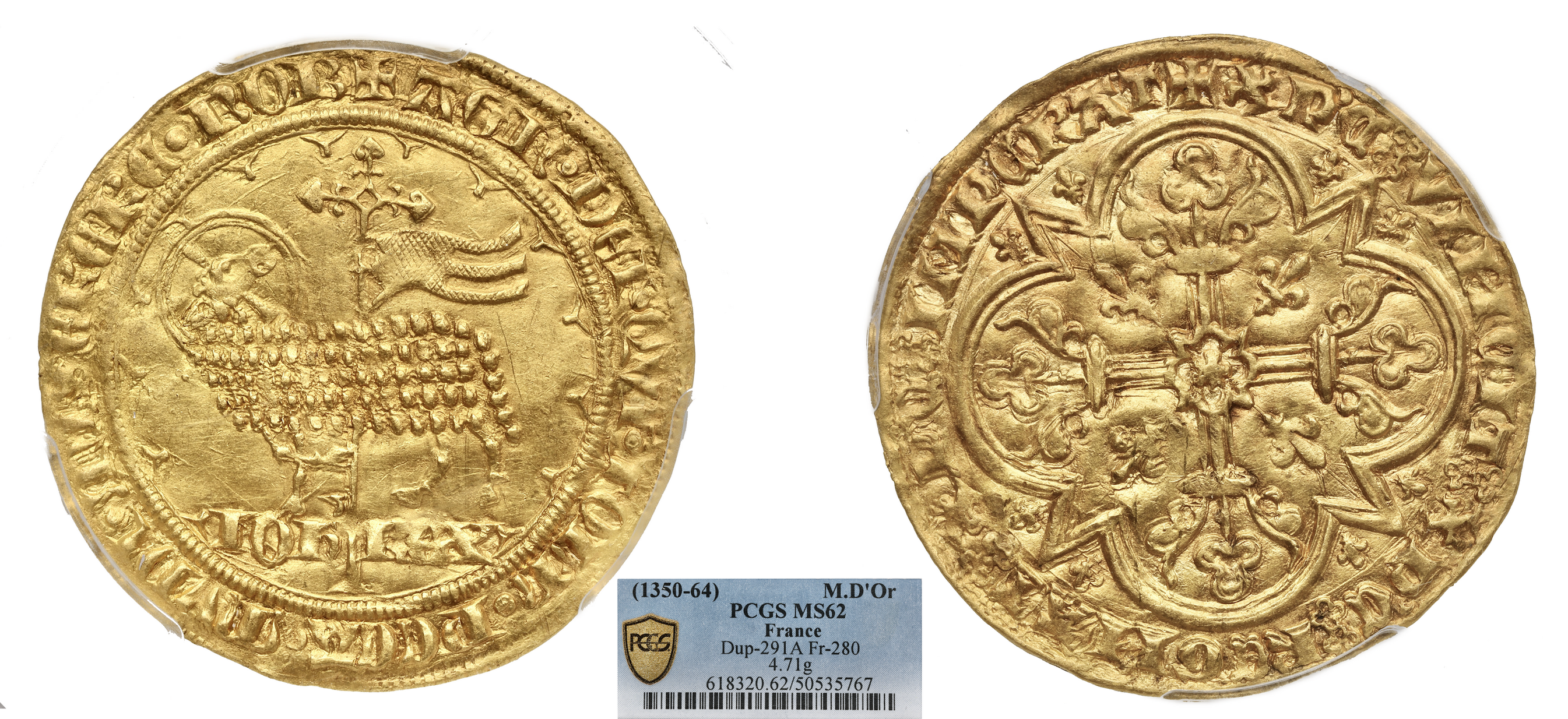 FRANCE - JEAN II LE BON - MOUTON D'OR - PCGS MS62