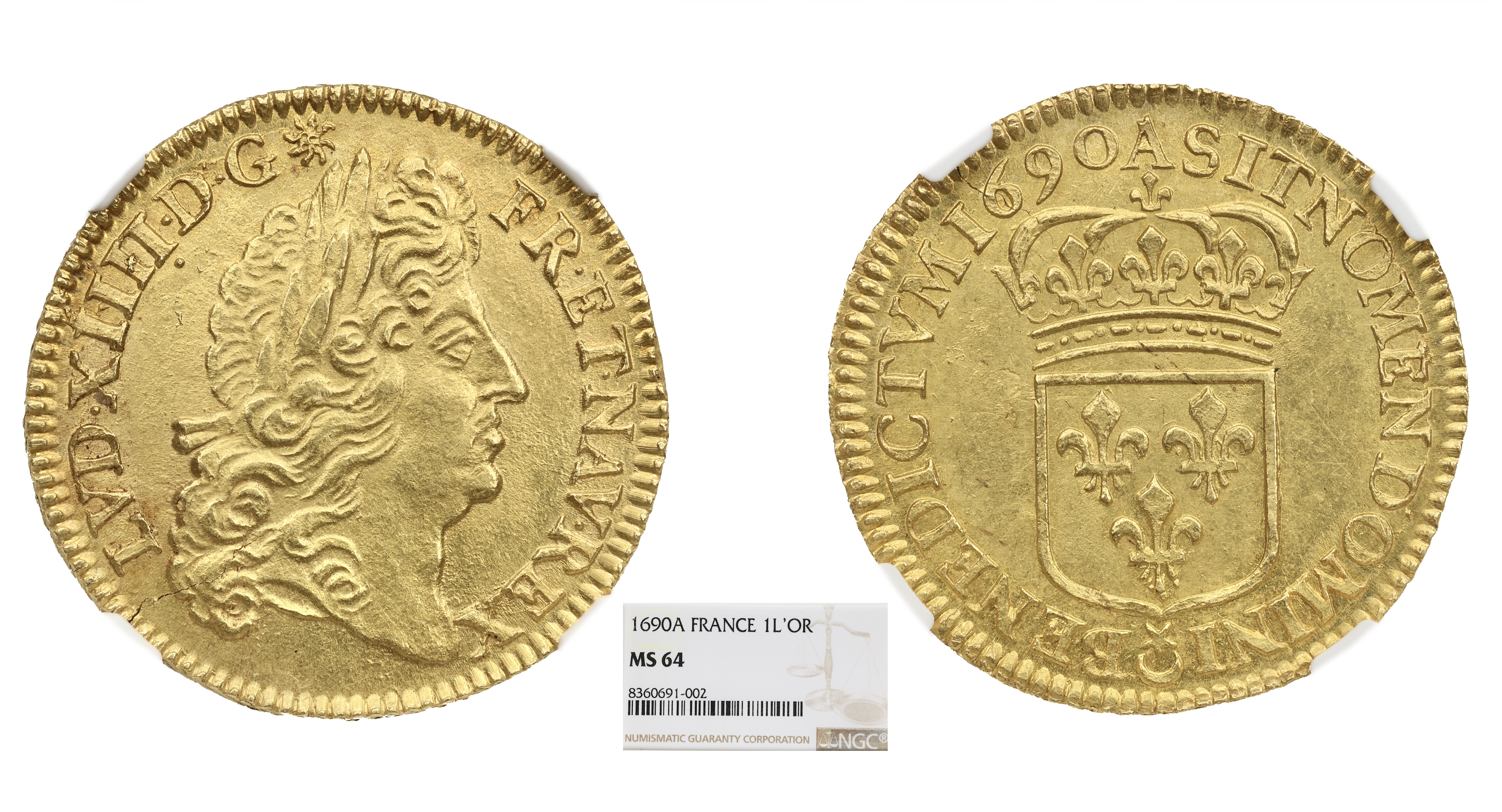 FRANCE - LOUIS XIV - LOUIS D'OR À L'ECU 1690A - NGC MS64 - TOP POP