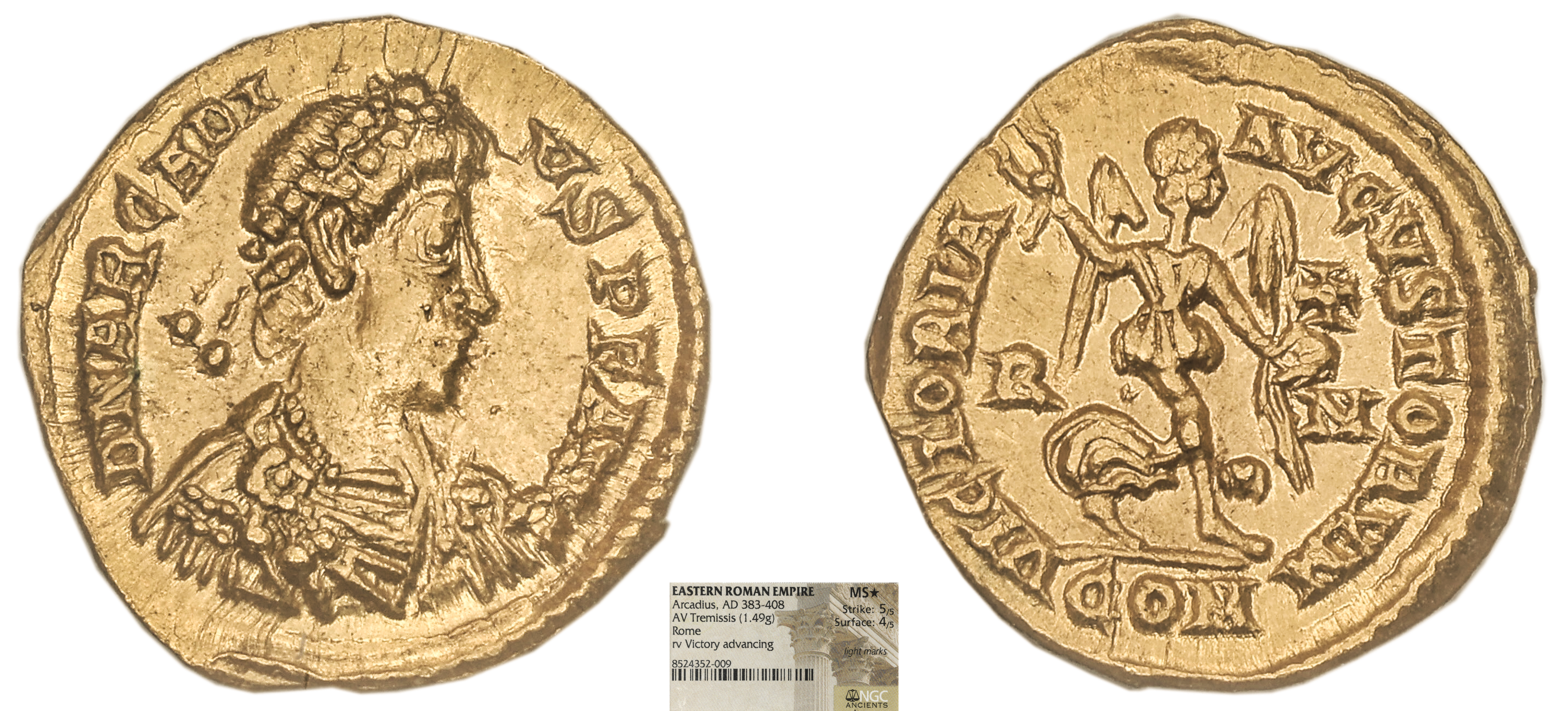 EMPIRE ROMAIN - ARCADIUS - TRÉMISSIS ROME - NGC MS★ 5/5 - 4/5 Light Marks