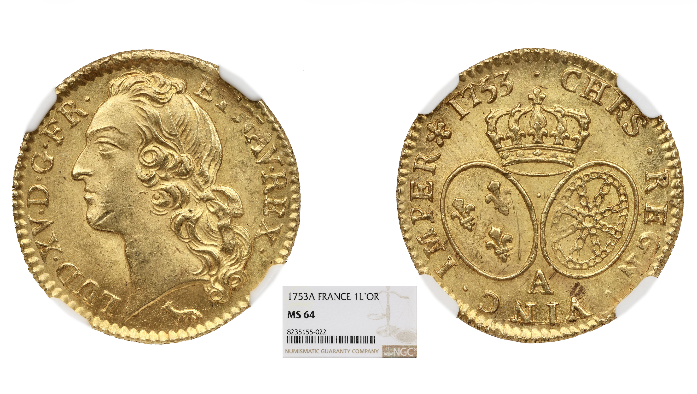FRANCE - LOUIS XV - LOUIS D'OR 1753 PARIS - NGC MS64